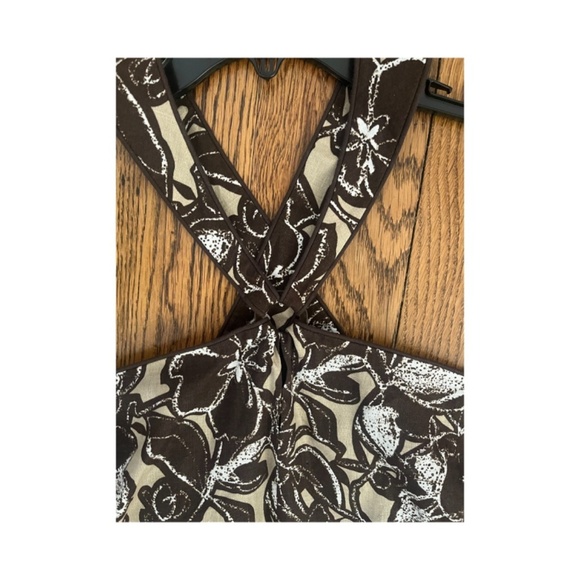NWT Halter  Linen A line Full skirt Floral Easter Boho Dress - Picture 5 of 5